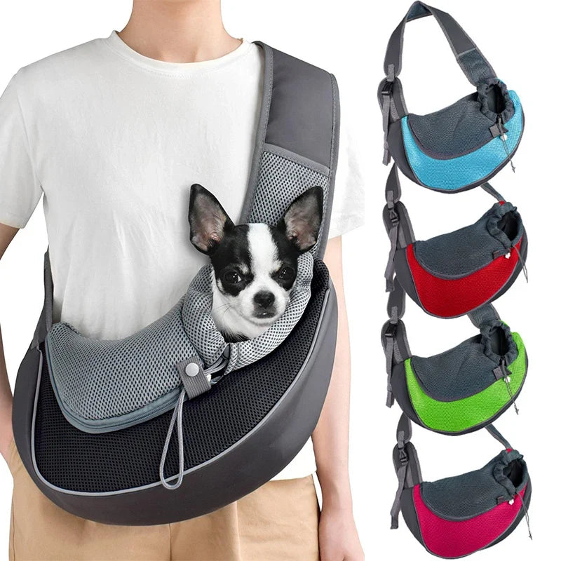 Sac de transport pour chat en bandoulière en maille respirante