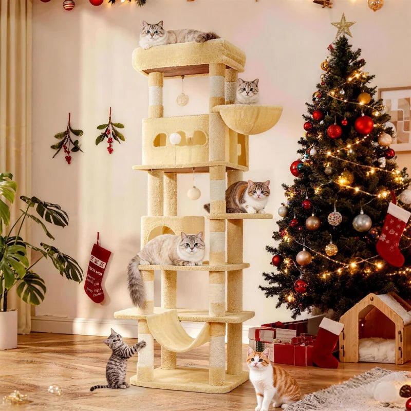 Arbre à chat 170 cm multi-niveaux — grand perchoir, coussin lavable