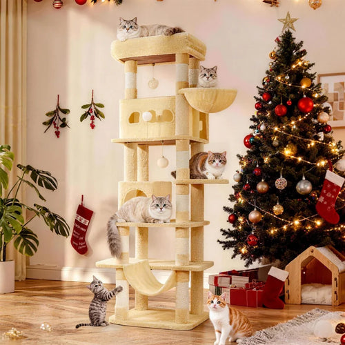 Arbre à chat 170 cm multi-niveaux — grand perchoir, coussin lavable