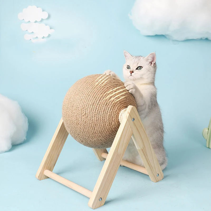 Griffoir pour chat avec balle en sisal — support en L ou en V – photo 3