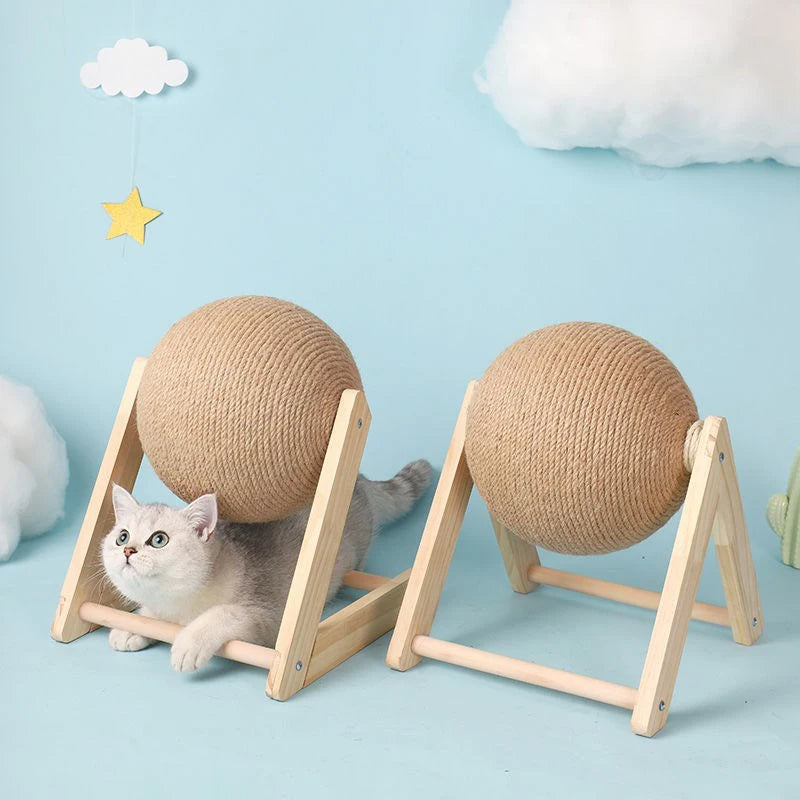 Griffoir pour chat avec balle en sisal — support en L ou en V – photo 4
