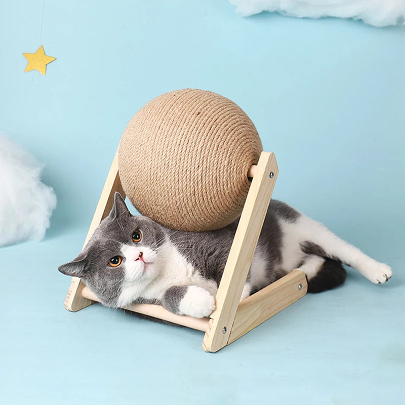 Griffoir pour chat avec balle en sisal — support en L ou en V – photo 2
