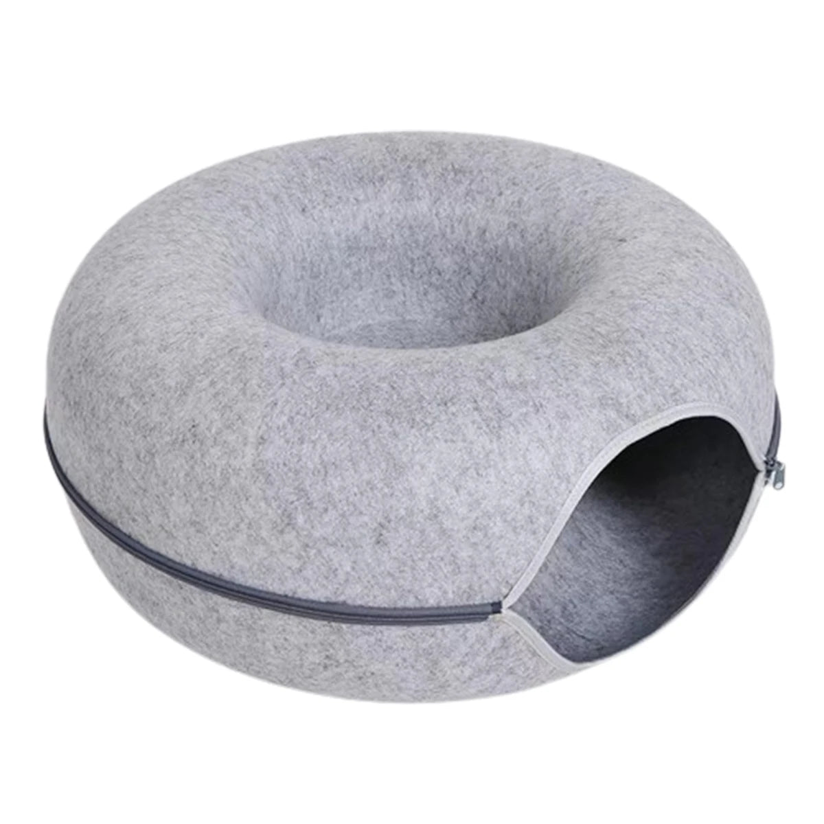 Lit tunnel pour chat en feutre — panier donut 2 en 1, 50 ou 60 cm – photo 8