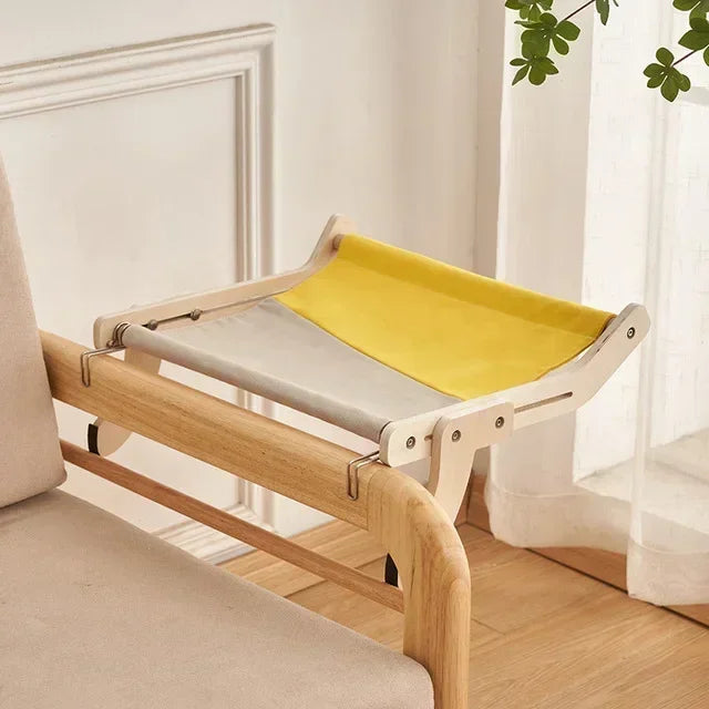 Hamac pour chat sur pied en bois — toile coton lavable, 6 coloris – photo 8