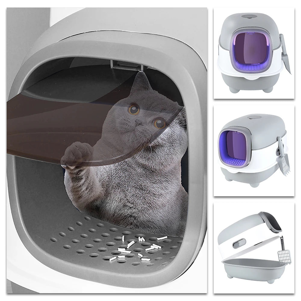 Maison de toilette pour chat fermée en dôme — avec pelle, XXL – photo 3