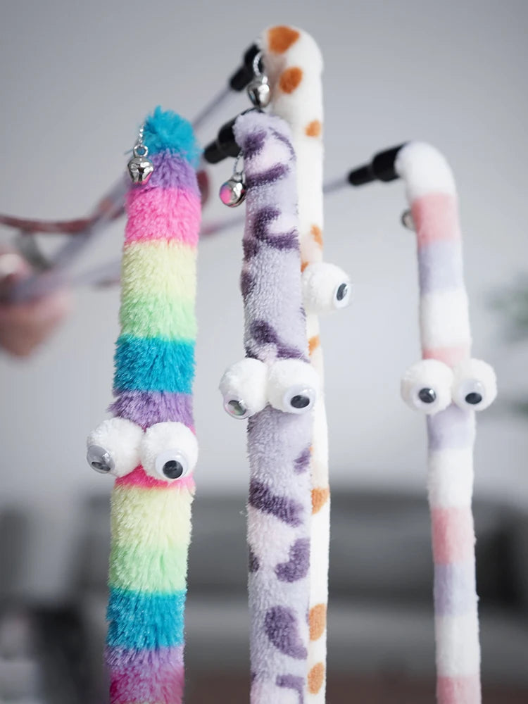 Canne pour chat à chenille colorée — jouet interactif en velours – photo 6