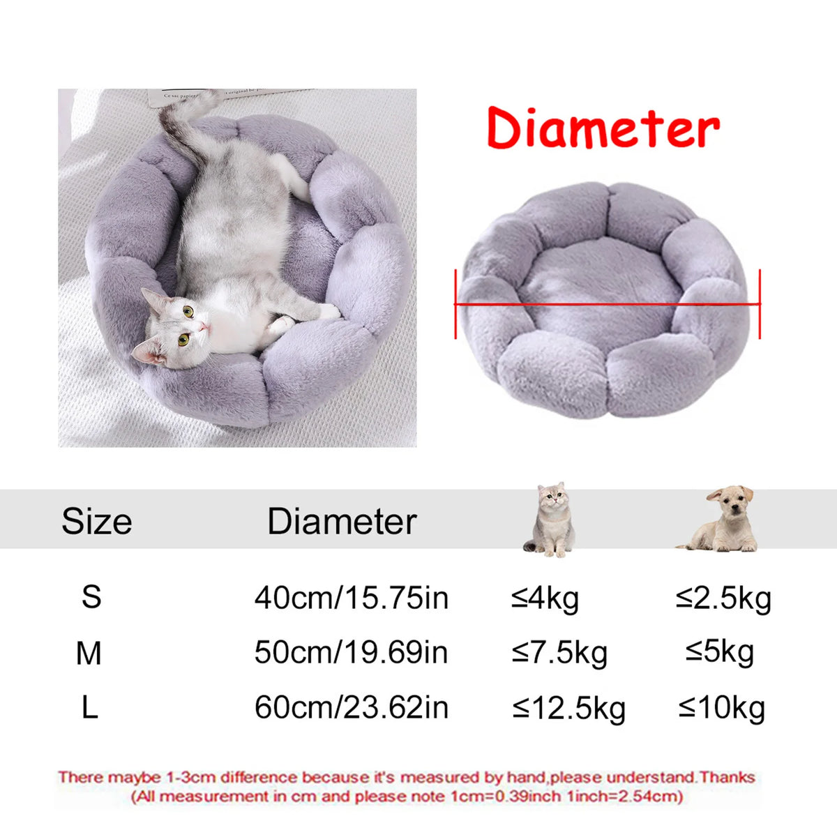 Lit rond pour chat en peluche — panier douillet lavable – photo 24