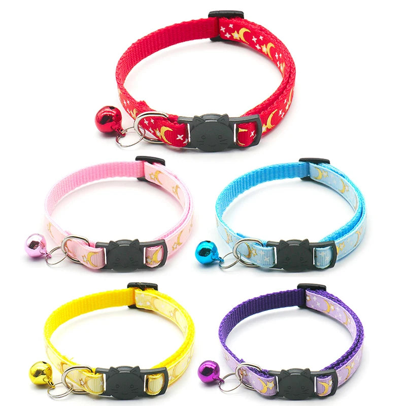 Collier pour chat étoiles et lune — boucle anti-étranglement, grelot – photo 2