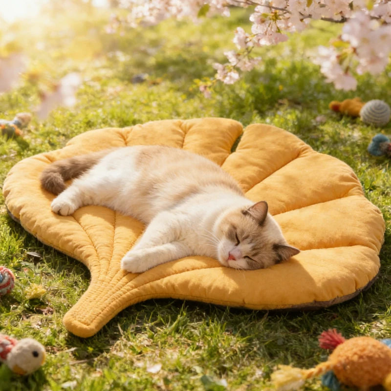 Coussin pour chat en forme de feuille — réversible et antidérapant – photo 2