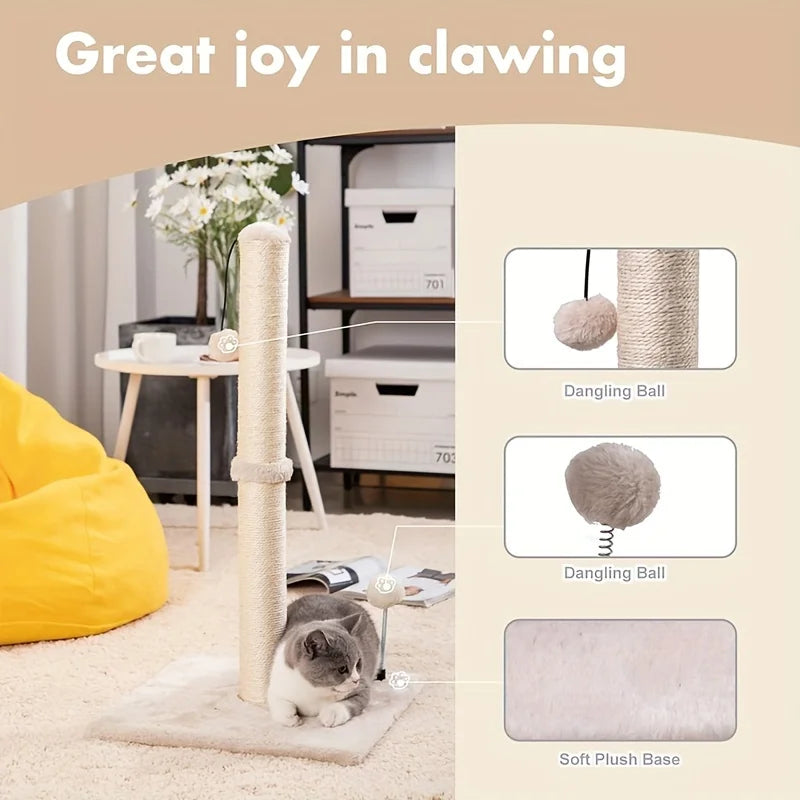 Griffoir colonne pour chat en sisal avec balle suspendue — 2 tailles – photo 2