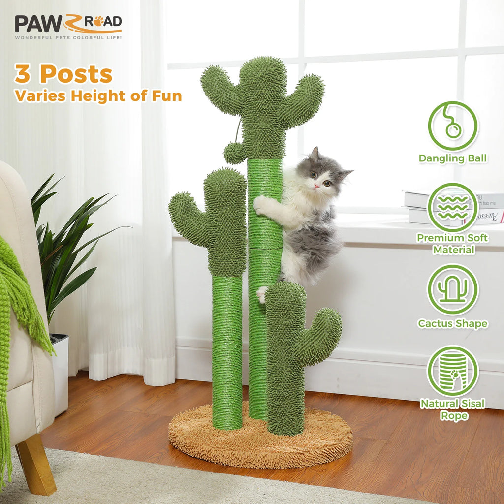 Griffoir cactus pour chat 83 cm — 3 poteaux en sisal et balle – photo 2