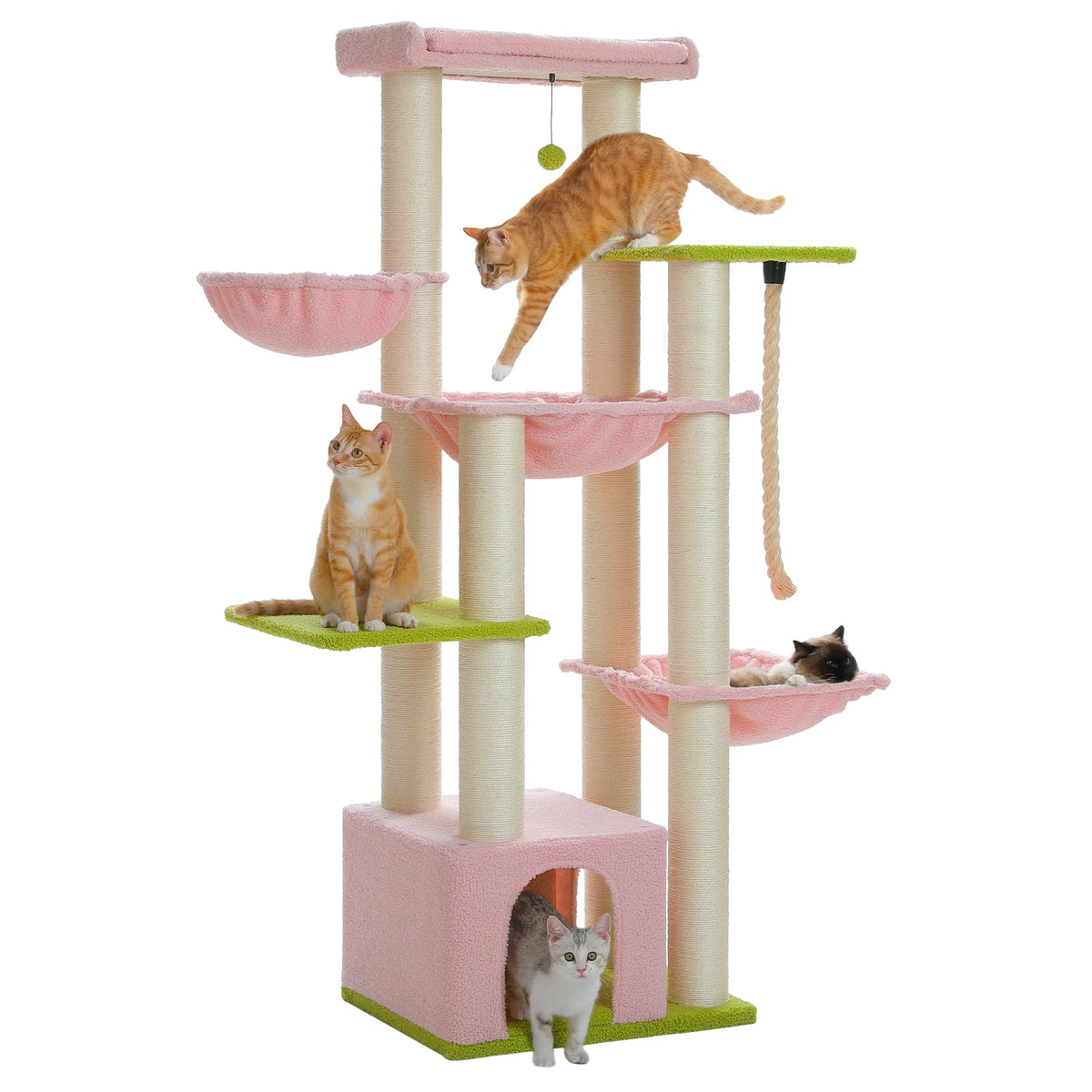Grand arbre à chat 170 cm pour grands chats — hamac, 11 poteaux sisal – photo 10