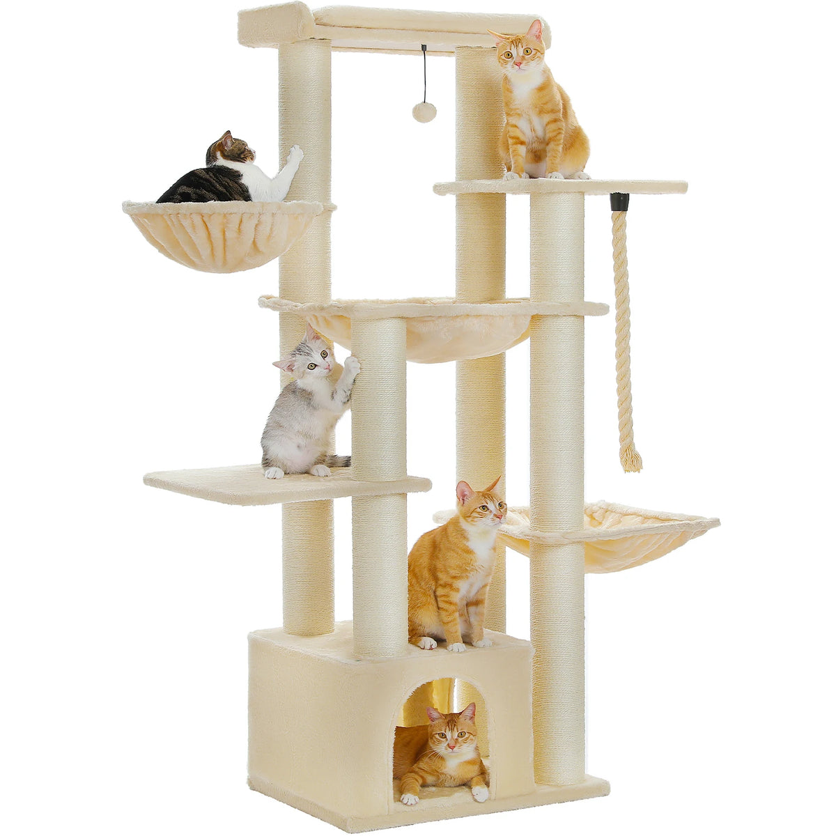 Grand arbre à chat 170 cm pour grands chats — hamac, 11 poteaux sisal – photo 8