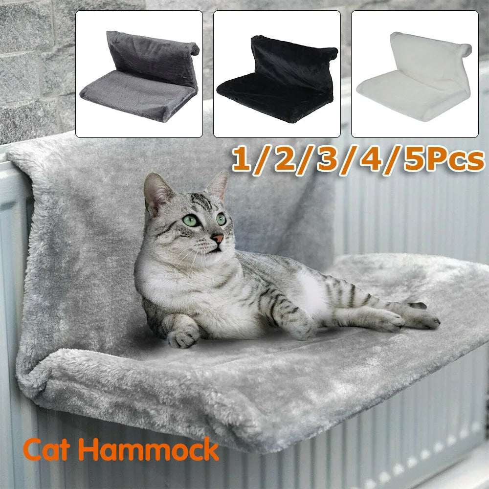 Hamac de radiateur pour chat — lit suspendu en peluche, cadre métal