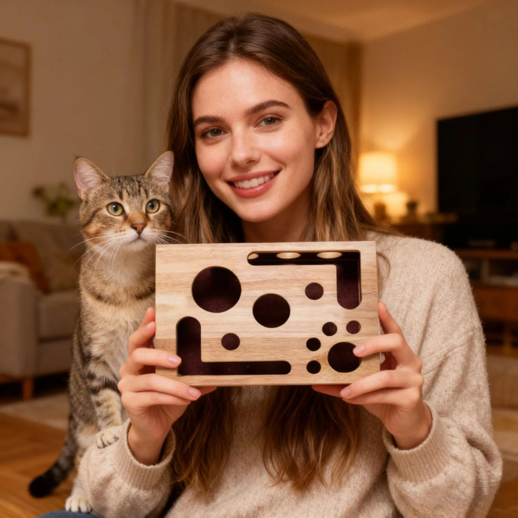 Labyrinthe à friandises pour chat en bois — jeu de fouille – photo 6