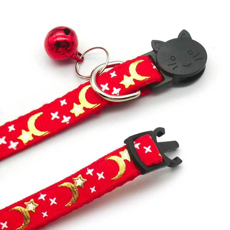 Collier pour chat étoiles et lune — boucle anti-étranglement, grelot – photo 4
