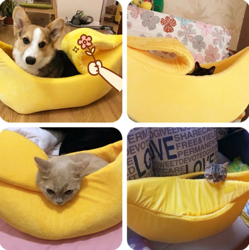 Lit banane pour chat en polaire — panier rigolo, S à XL, 4 coloris – photo 5