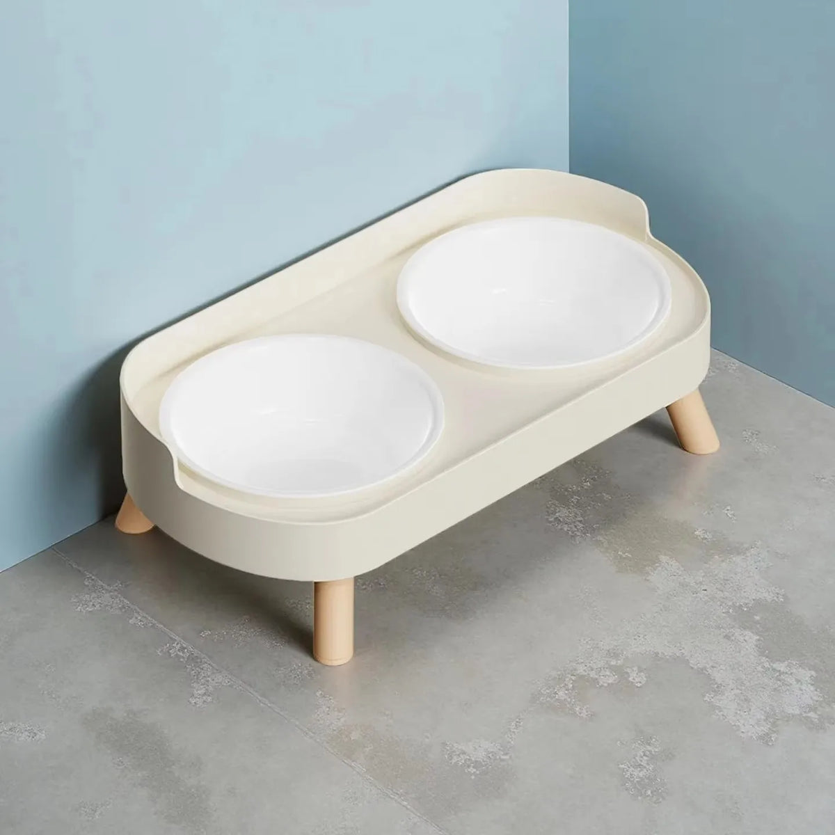 Gamelle double surélevée pour chat — 2 bols ronds, inox ou plastique – photo 7