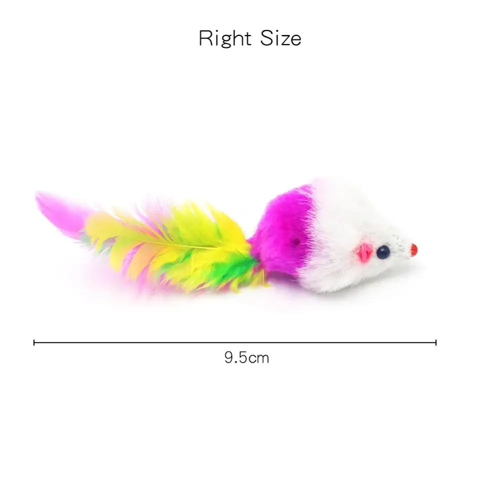Souris pour chat en fausse fourrure et plumes — lot de 5 ou 10 – photo 4