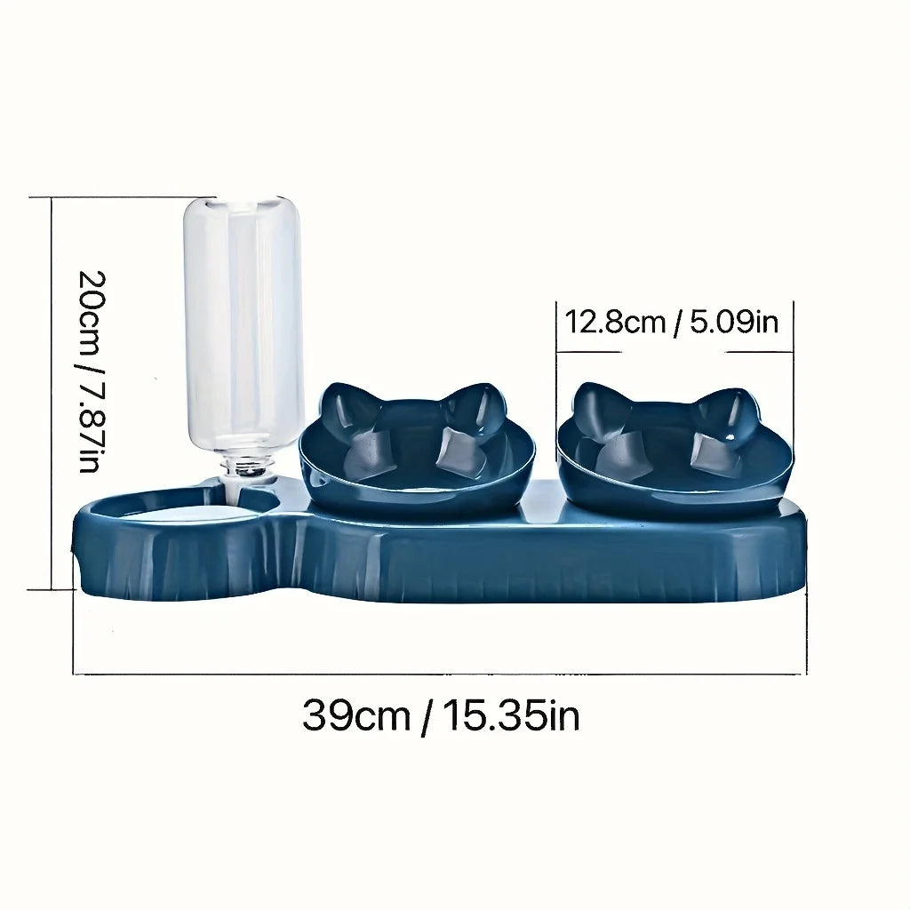 Gamelles inclinées pour chat avec distributeur d'eau — set 3 en 1 – photo 3