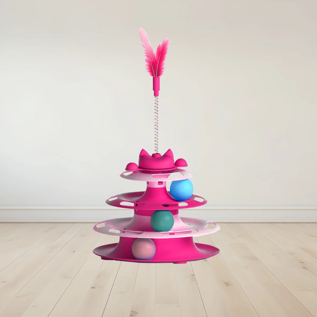 Jouet tourniquet pour chat avec balle et canne — jeu en solo