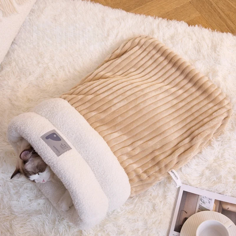Sac de couchage pour chat en peluche — nid fermé pour l'hiver, M ou L – photo 7