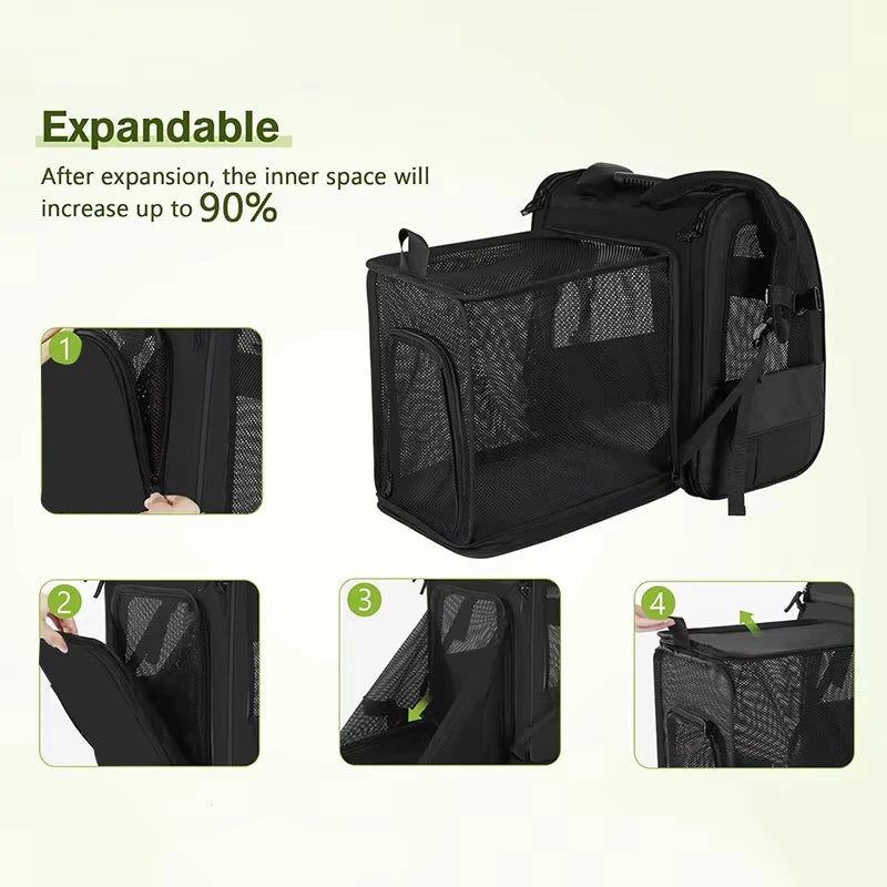 Sac à dos de transport pour chat extensible — fenêtre en maille – photo 4
