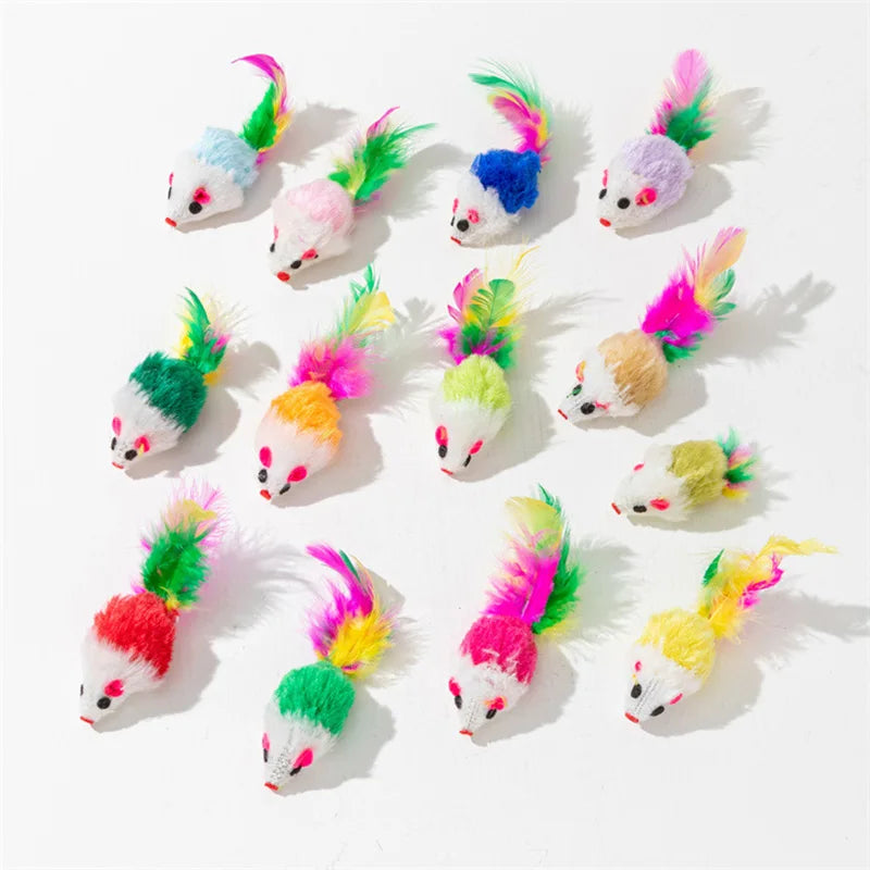 Souris pour chat en fausse fourrure et plumes — lot de 5 ou 10 – photo 7