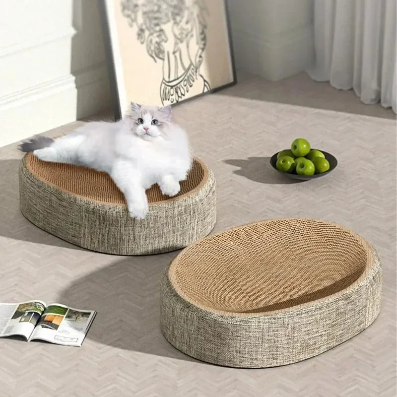Griffoir pour chat en carton ovale 41 cm — 2 en 1 nid et griffoir – photo 2