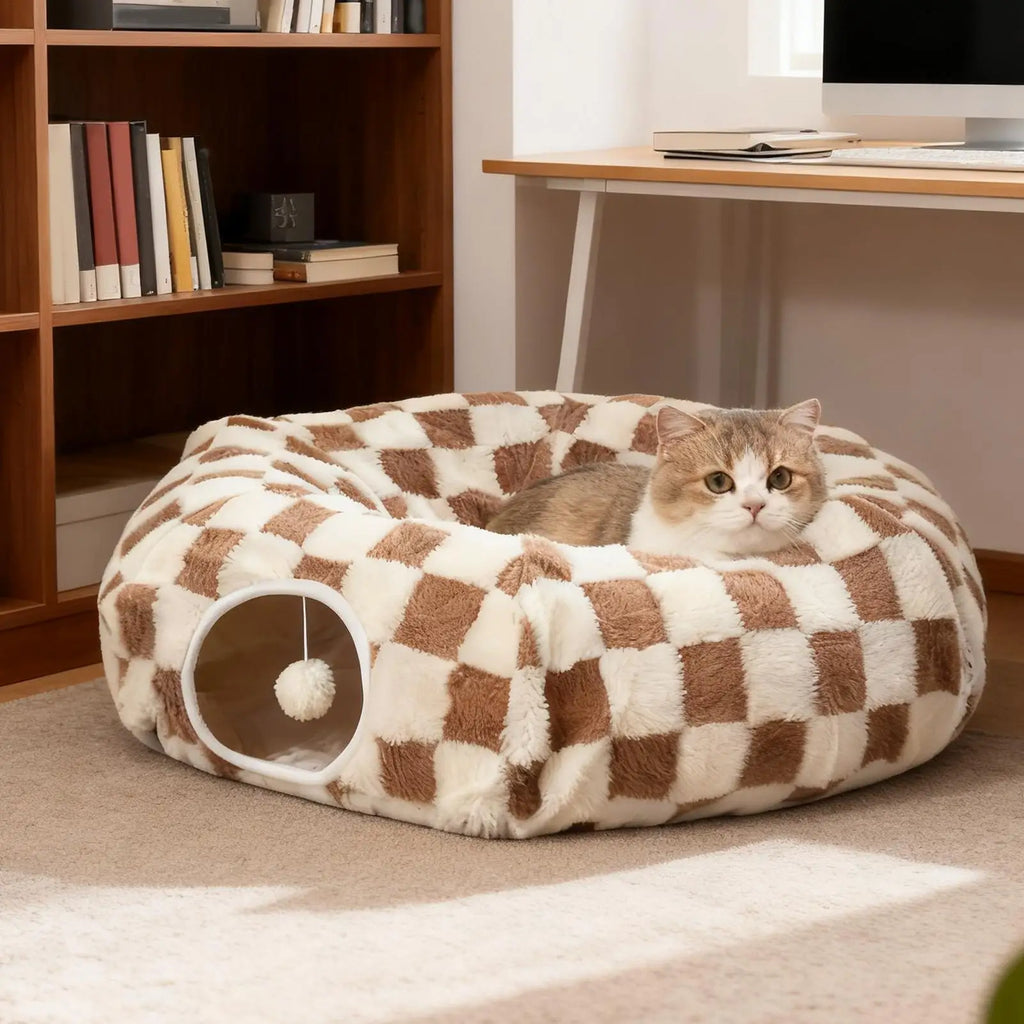 Lit tunnel pour chat lavable avec balle — cachette et couchage – photo 2