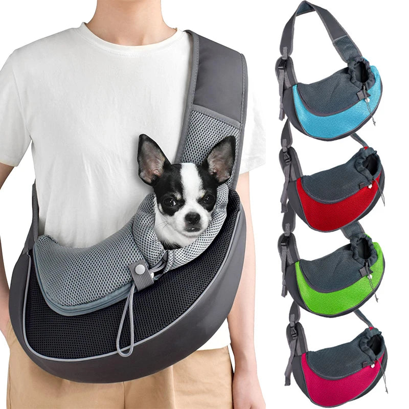 Sac de transport pour chat en bandoulière — maille respirante