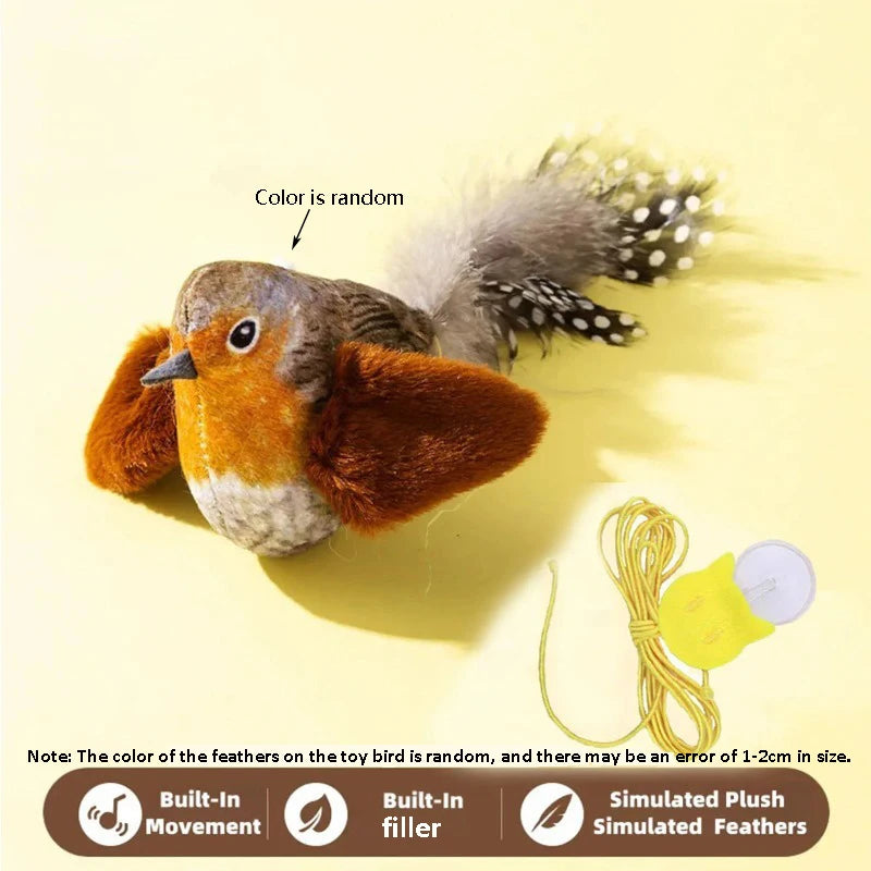 Jouet oiseau sonore pour chat sur corde élastique — à suspendre – photo 8