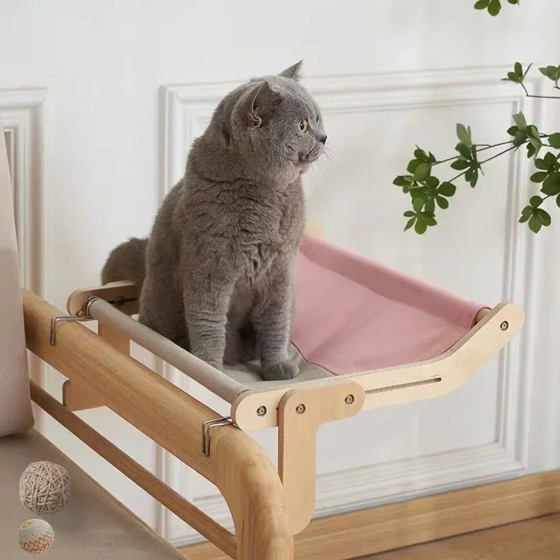 Hamac pour chat sur pied en bois — toile coton lavable, 6 coloris – photo 4