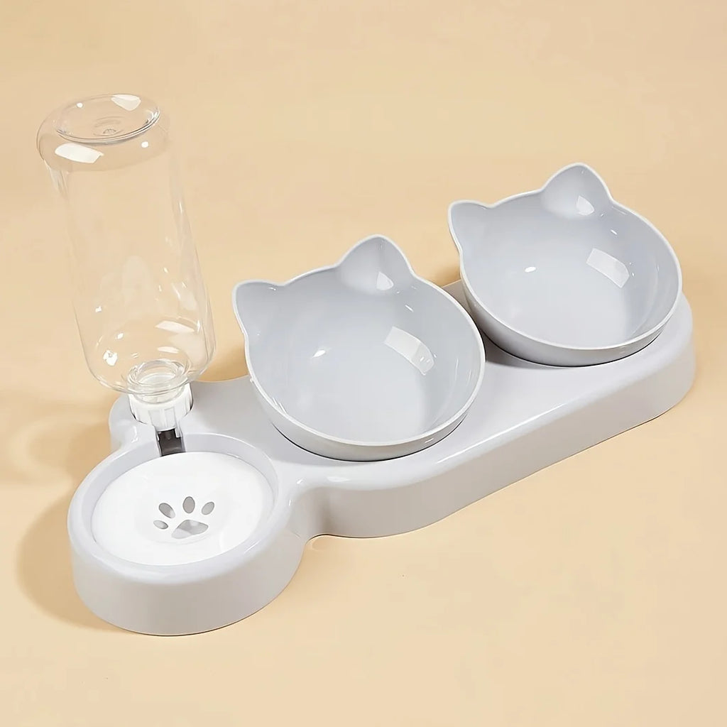 Gamelles inclinées pour chat avec distributeur d'eau — set 3 en 1 – photo 7