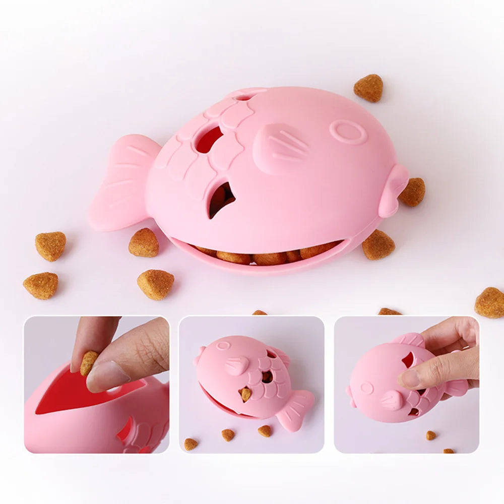 Jouet distributeur de friandises pour chat en silicone — anti-glouton