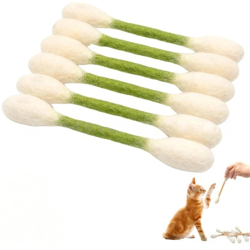 Jouet coton-tige pour chat à l'herbe à chat — feutre, lot de 6 – photo 7