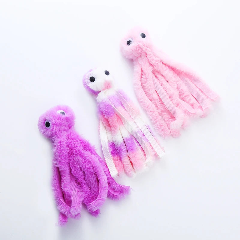 Peluche pieuvre pour chat — jouet doux en tissu, 3 coloris – photo 2