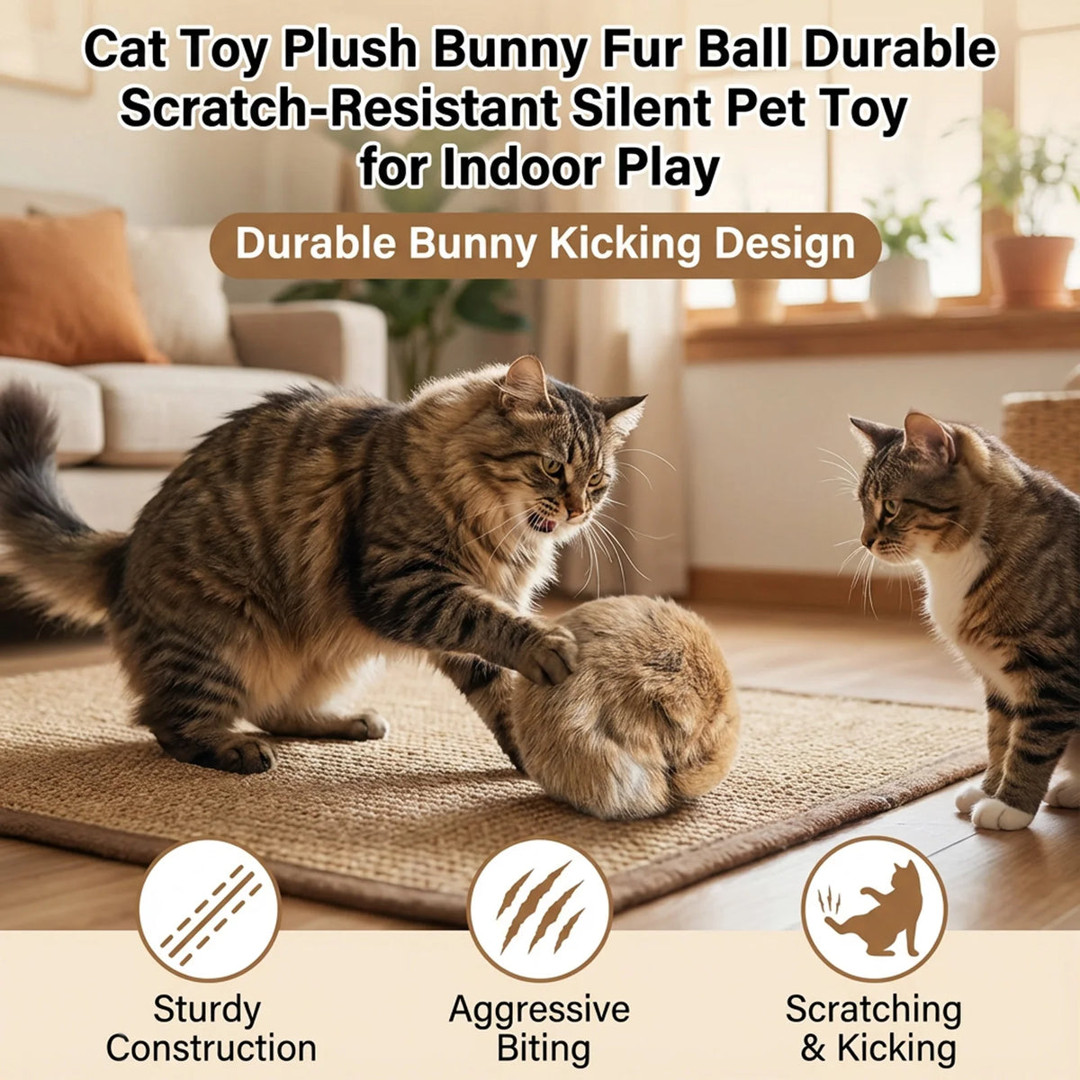 Balle en fourrure pour chat à l'herbe à chat — 8 cm – photo 3