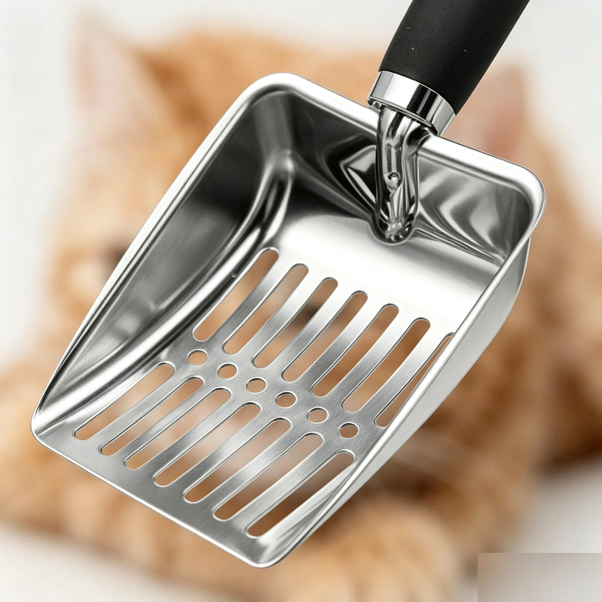 Pelle à litière pour chat en inox à long manche – photo 5