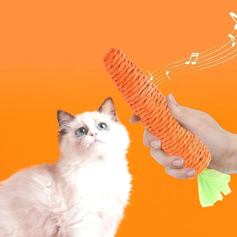 Jouet carotte pour chat en corde de papier tressée — couinant – photo 2