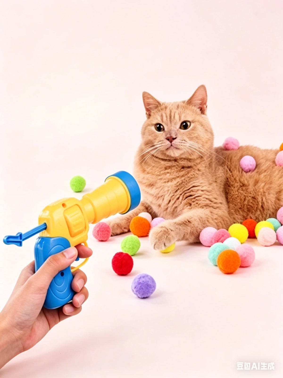 Lance-balles pour chat avec 20 balles en peluche — jeu interactif – photo 2