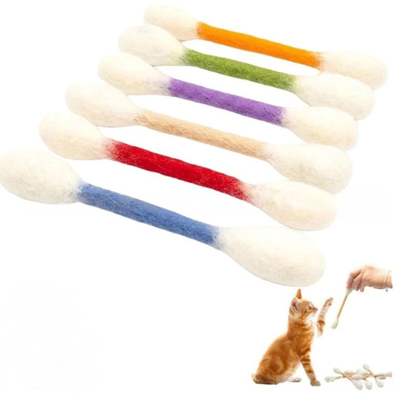 Jouet coton-tige pour chat à l'herbe à chat — feutre, lot de 6 – photo 9