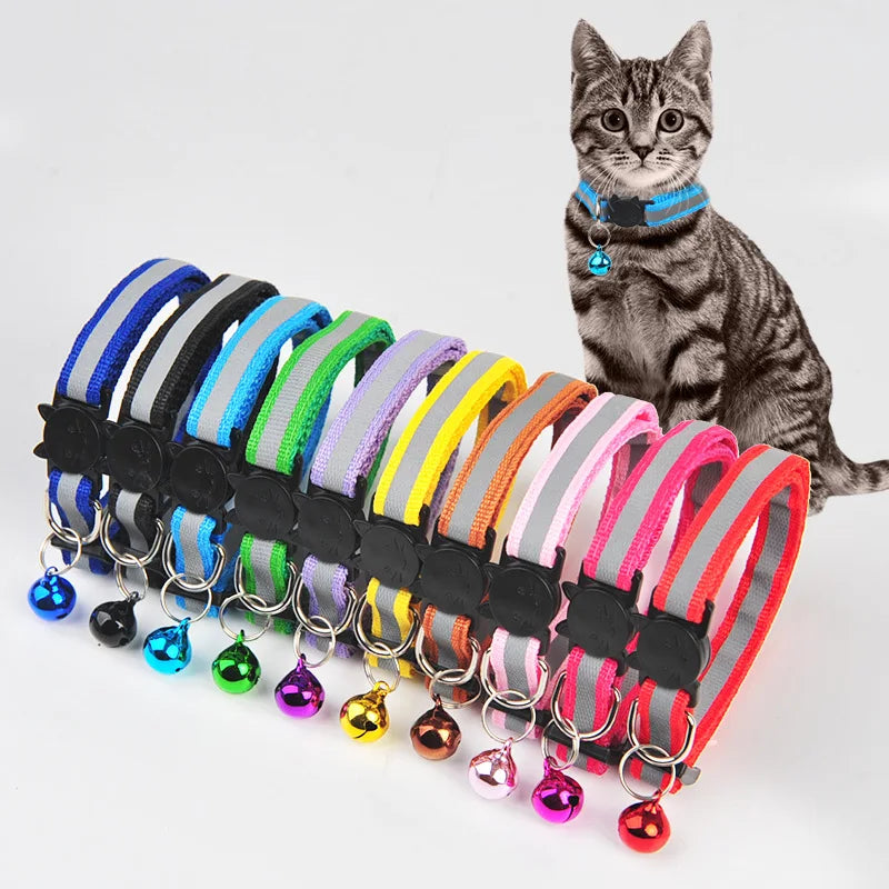Collier pour chat réfléchissant avec grelot — boucle détachable