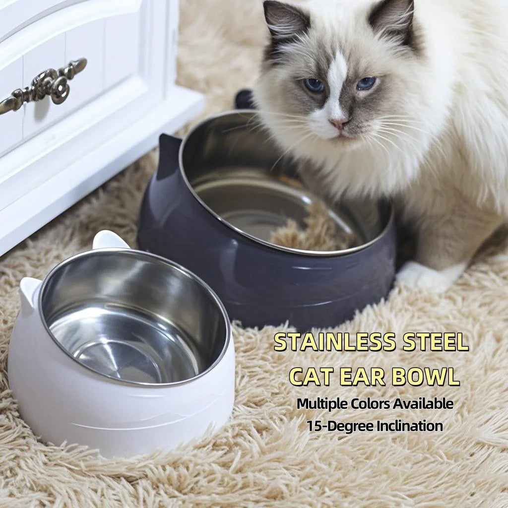 Gamelle double pour chat en inox inclinée à 15° — 400 ml
