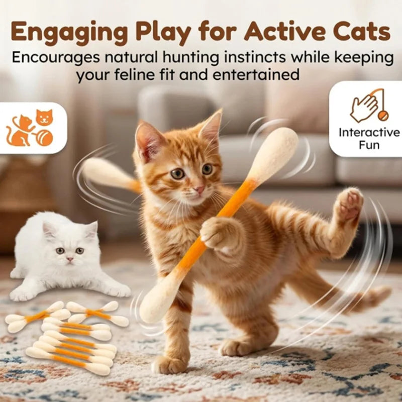 Jouet coton-tige pour chat à l'herbe à chat — feutre, lot de 6 – photo 2