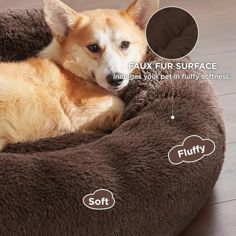 Lit rond pour chat en peluche — panier douillet lavable – photo 3