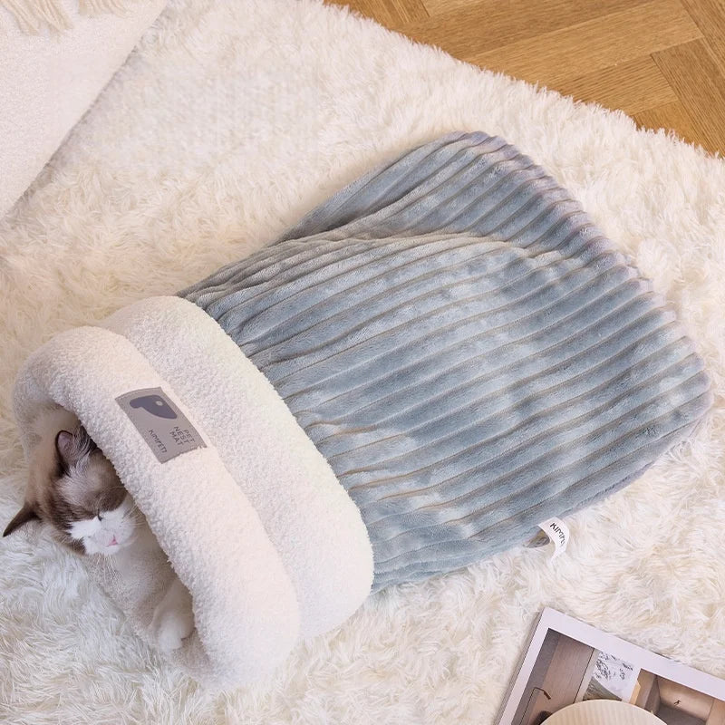 Sac de couchage pour chat en peluche — nid fermé pour l'hiver, M ou L – photo 8