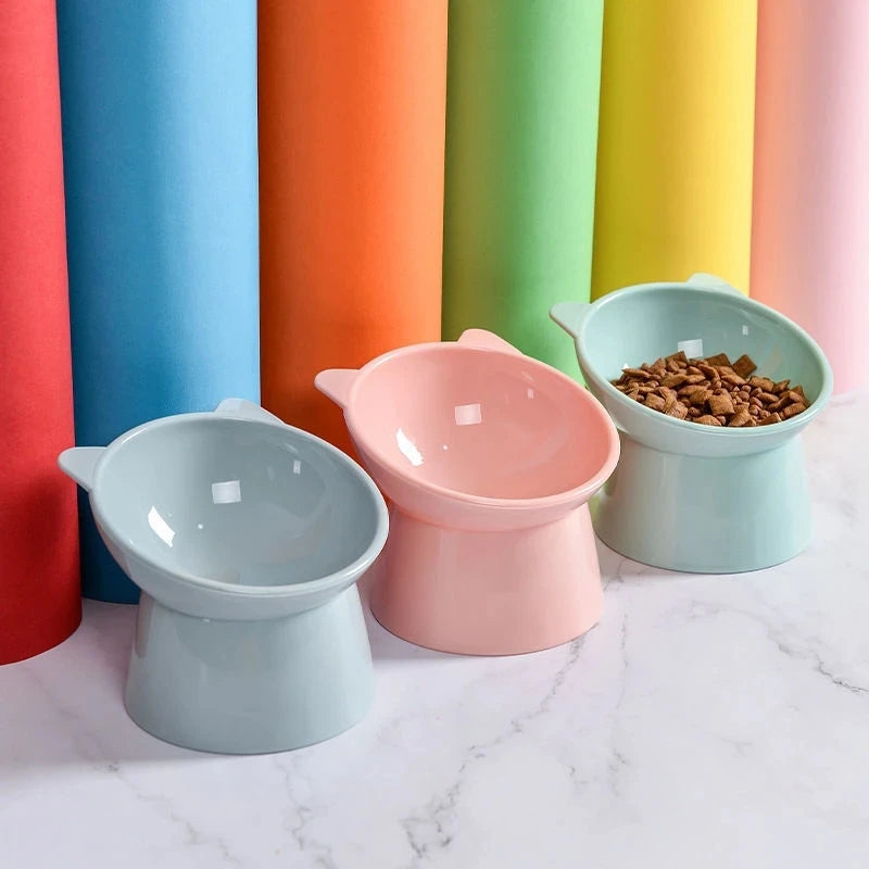Gamelle inclinée surélevée pour chat — plastique, 3 coloris