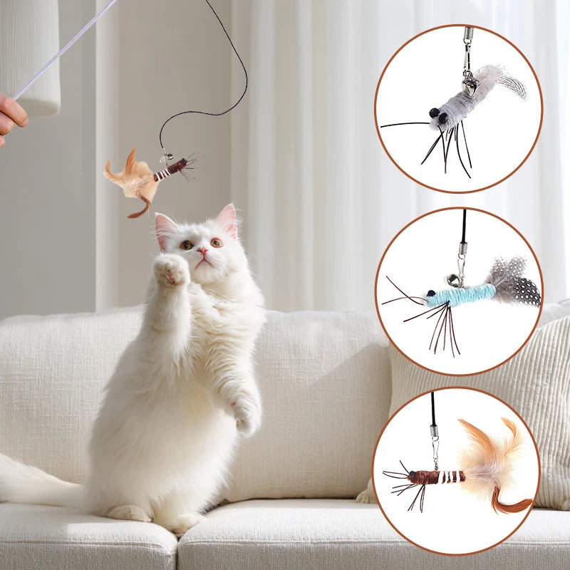 Canne à plumes pour chat libellule — tête de rechange ou avec canne – photo 2