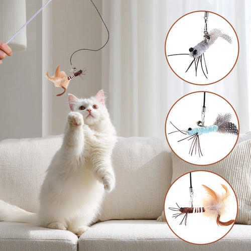 Canne à plumes pour chat libellule — tête de rechange ou avec canne – photo 2